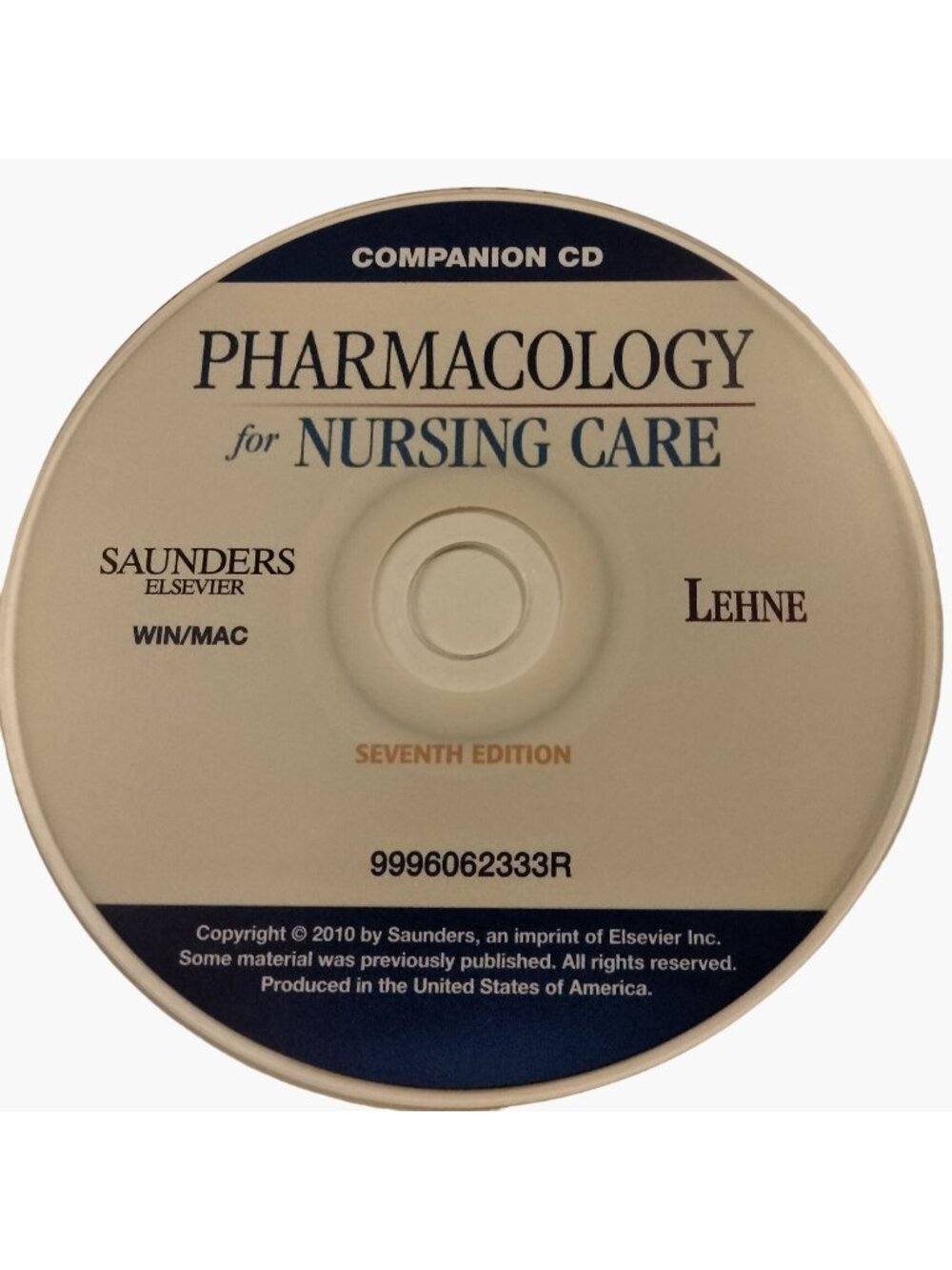Pharmacology Nursing Care Companion CD Saunders Elsevier WIN MAC Seventh Edition